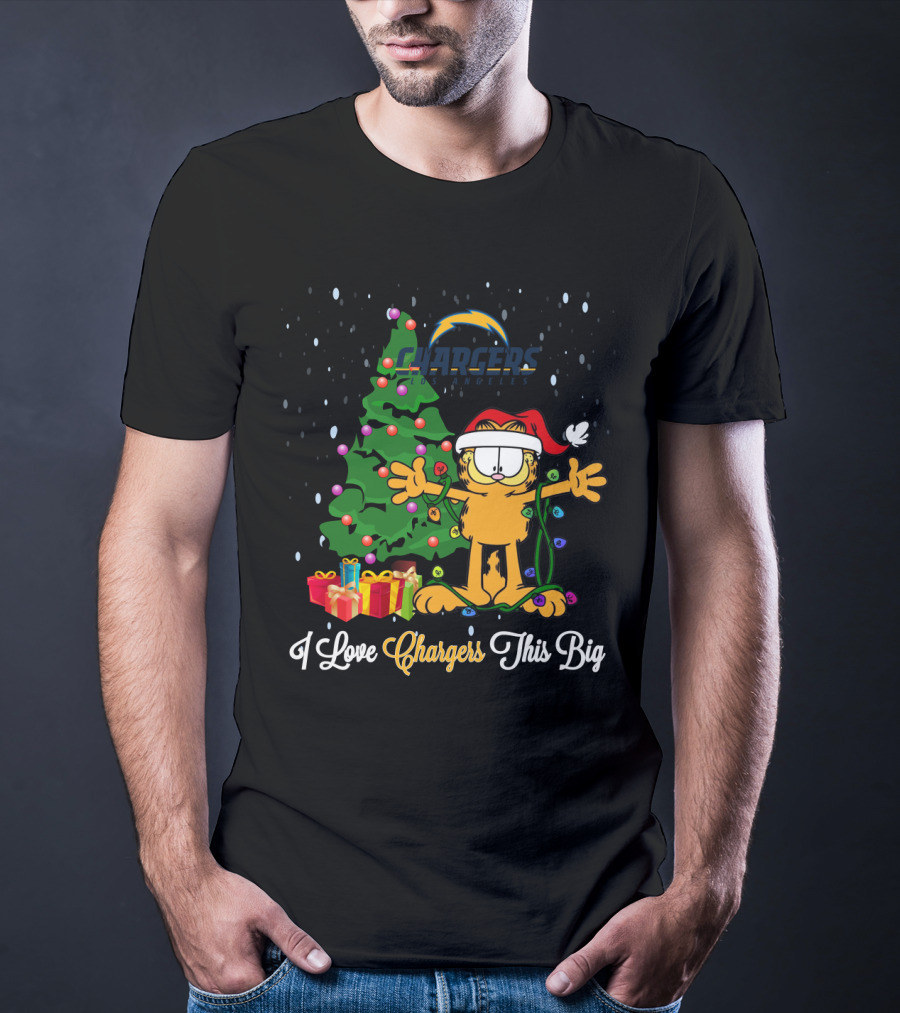 I Love Chargers This Big Garfield Xmas Tree T-Shirt