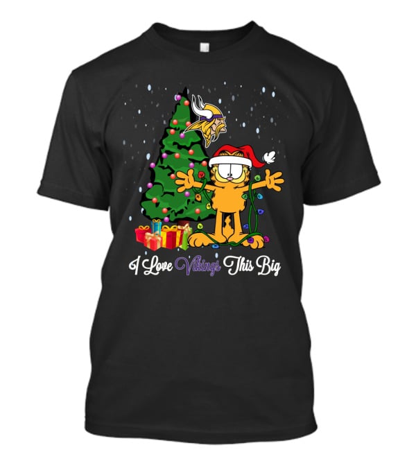 I Love Vikings This Big Xmas For Garfield Cat Minnesota Vikings T-Shirt
