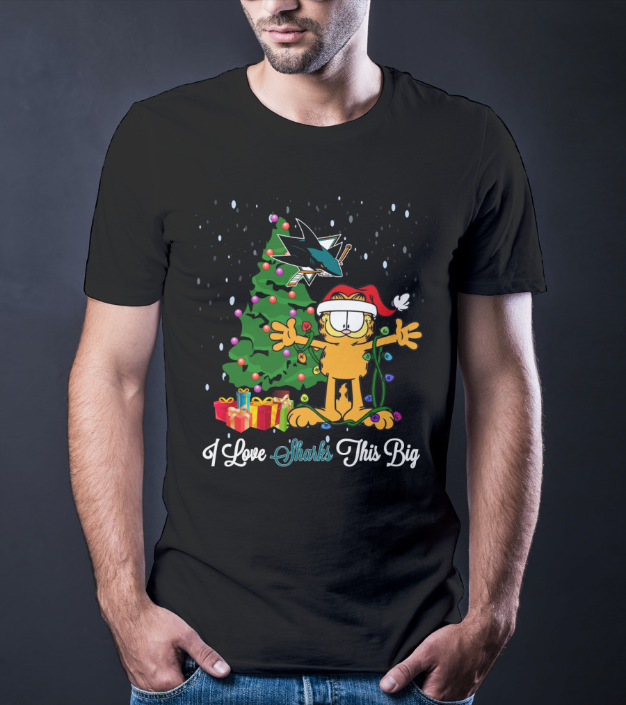 Garfield Christmas San Jose Sharks I Love Sharks This Big T-Shirt