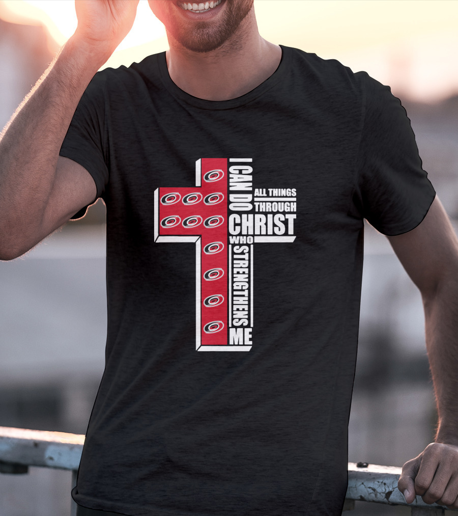 Hurricanes Logo Cross I Can Do All Things Through Christ Who Strengthens Me T-Shirt