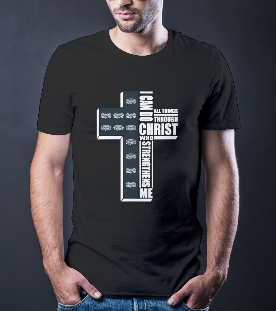 Spurs I Can Do All Things Through Christ Who Strengthens Me Cross T-Shirt