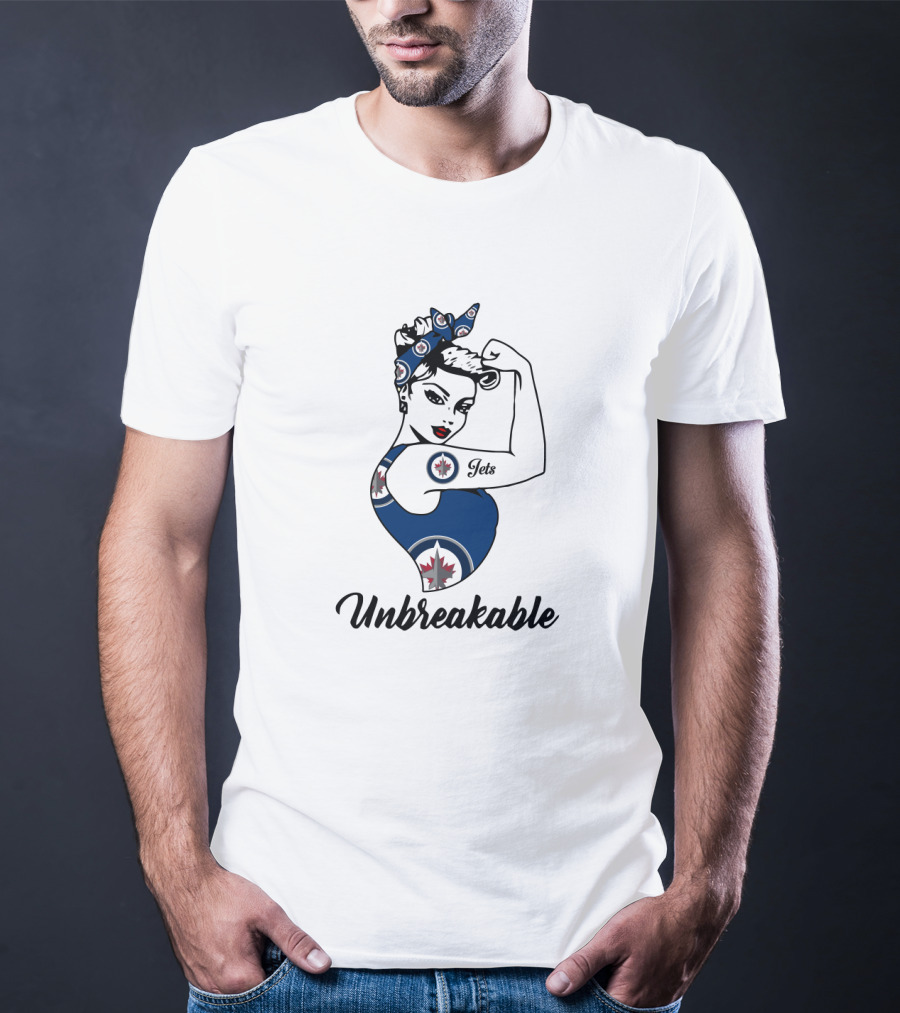 Unbreakable Winnipeg Jets Strong Girl Empowerment T-Shirt