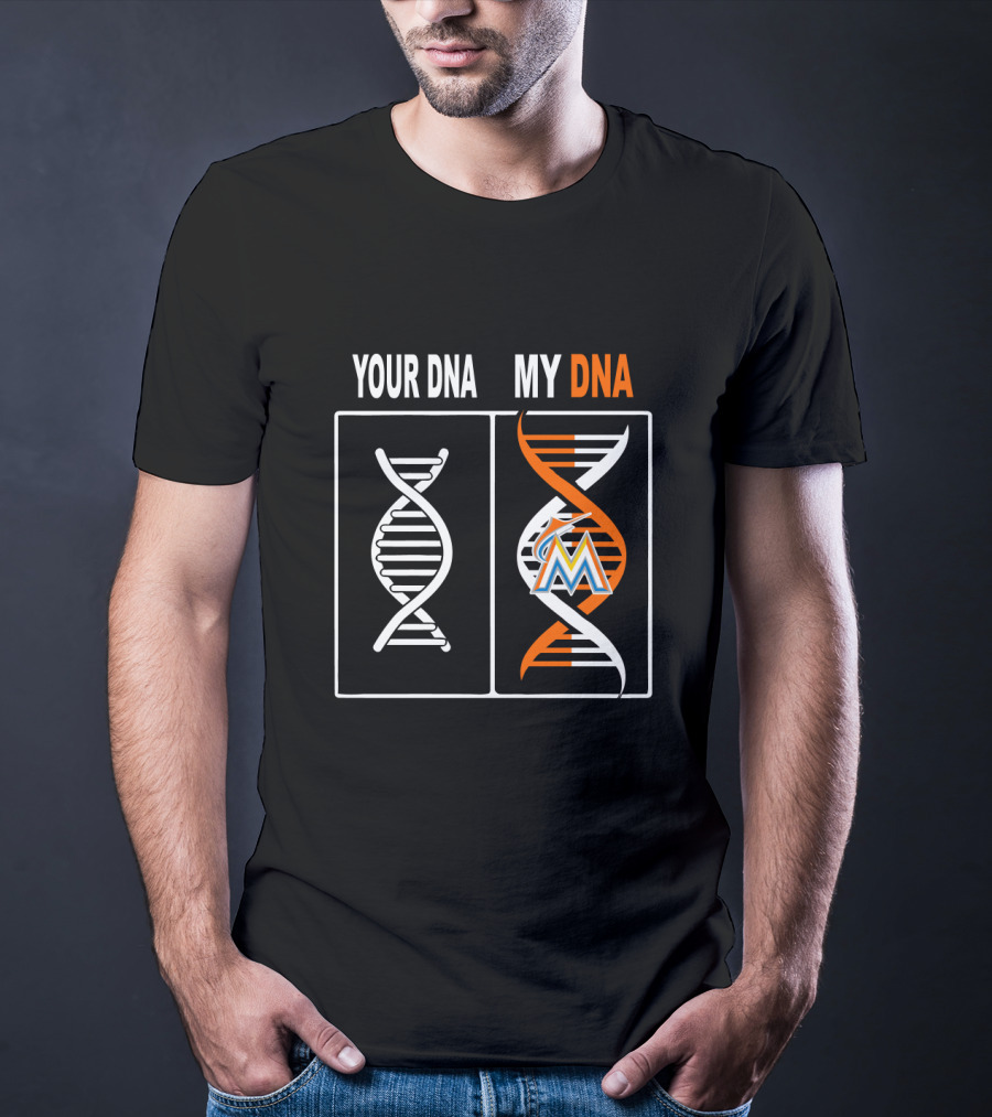 Miami Marlins DNA Double Helix Logo Your DNA My DNA T-Shirt