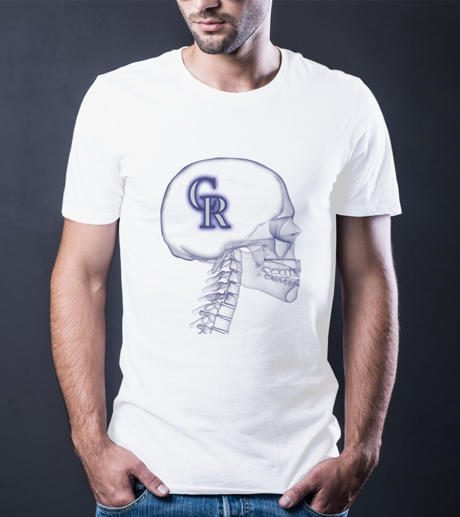 Colorado Rockies CR Logo Inside Human Skull X-Ray T-Shirt