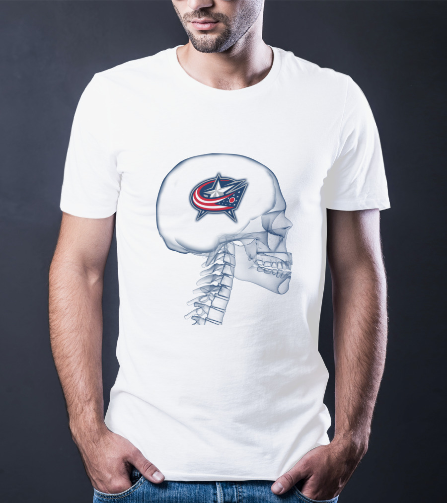 Columbus Blue Jackets Skull With Iconic Logo In My Brain T-Shirt