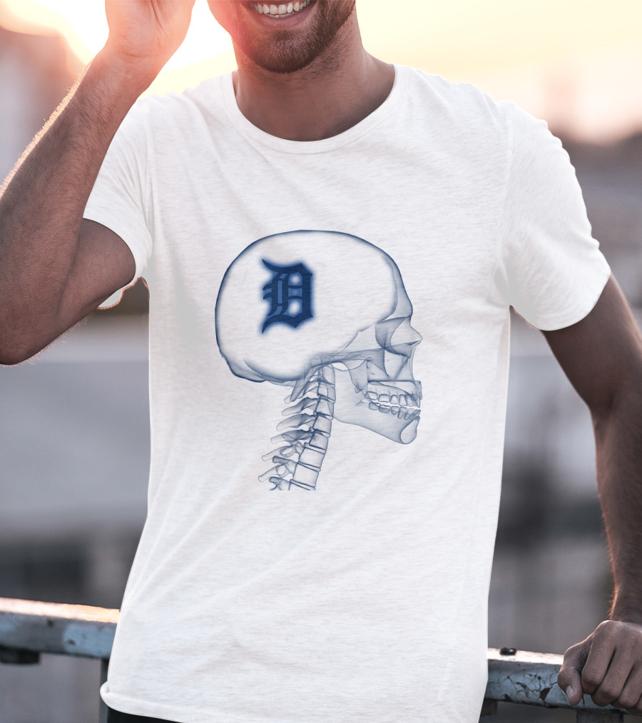 Detroit Tigers Skull Brain T-Shirt