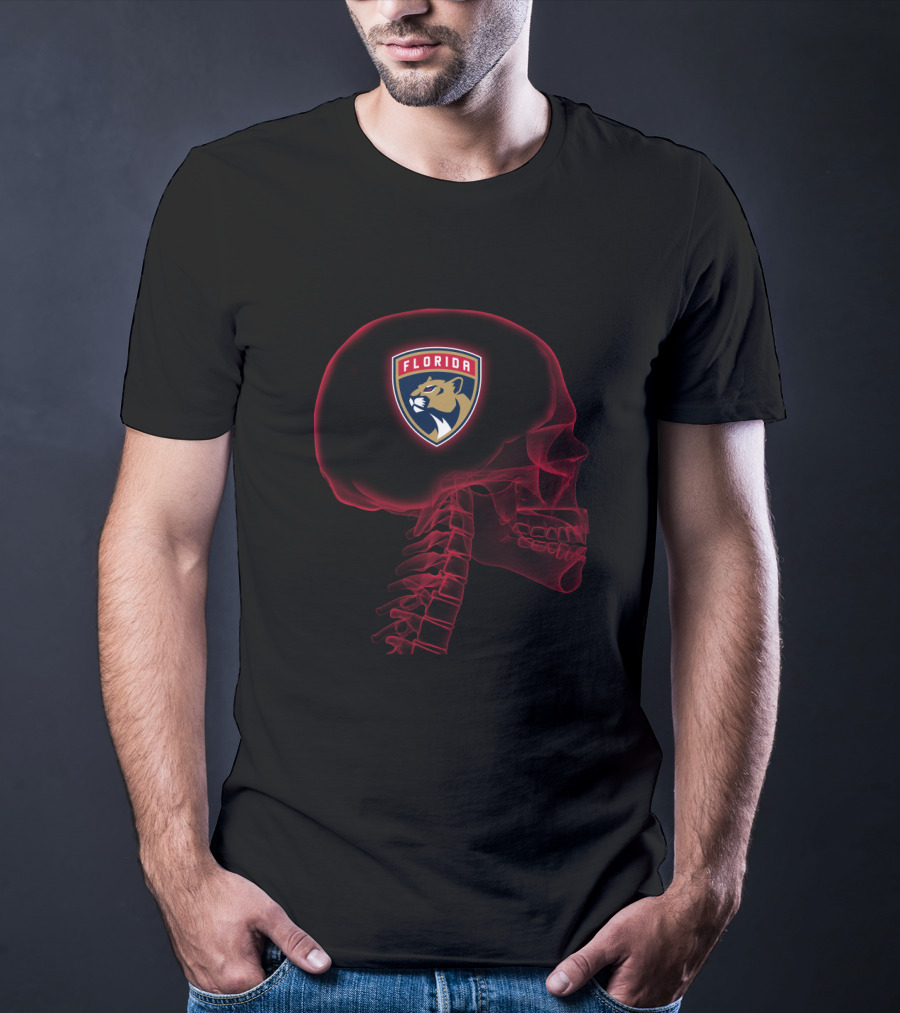 Florida Panthers Logo Embedded In Human Skull Anatomy T-Shirt