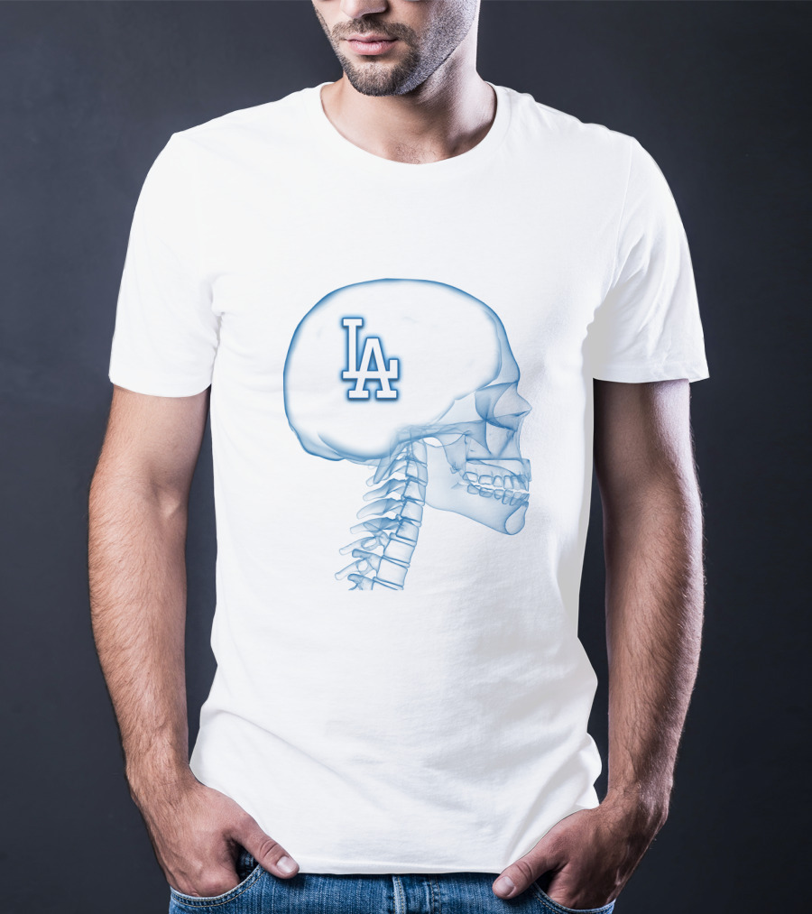 Los Angeles Dodgers LA Logo Brain X-Ray T-Shirt