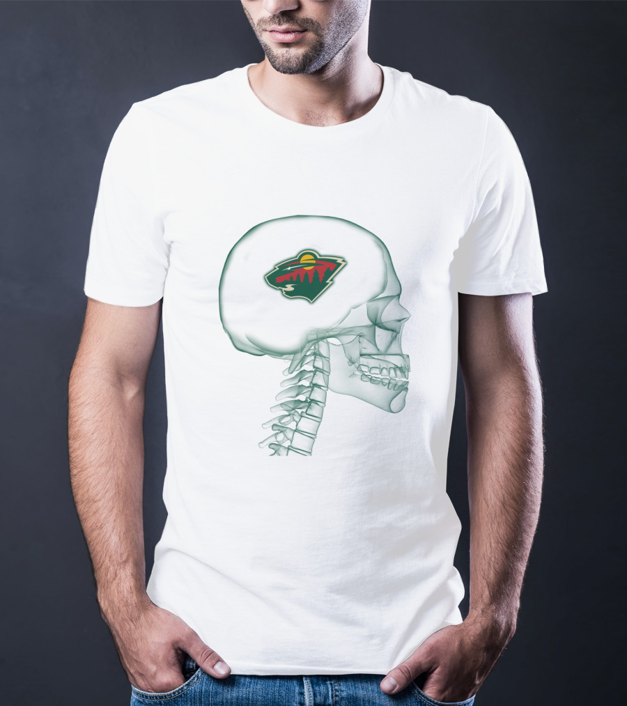 Minnesota Wild Logo Inside Skull Brain T-Shirt