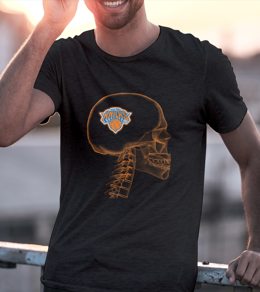 New York Knicks Logo Inside Skull Halloween Concept T-Shirt