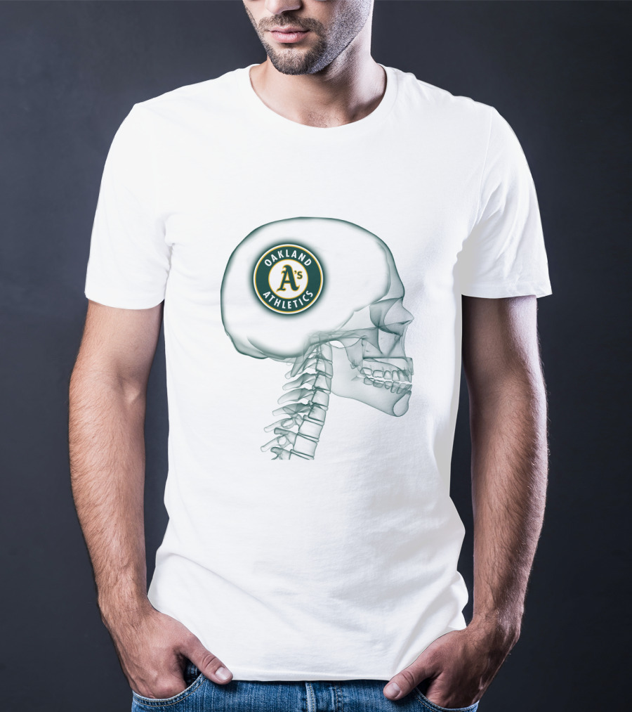 Oakland Athletics A's Logo Inside Skull T-Shirt