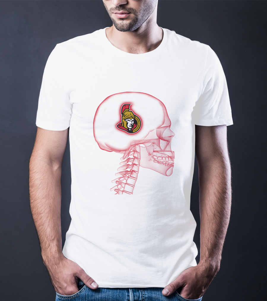 Ottawa Senators Logo Inside Skull Brain Outline T-Shirt