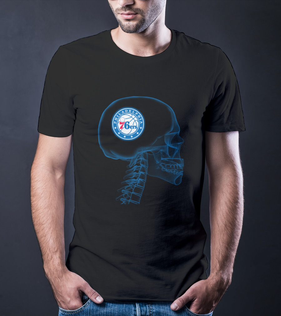 Philadelphia 76ers Logo X-Ray Brain Halloween Theme T-Shirt