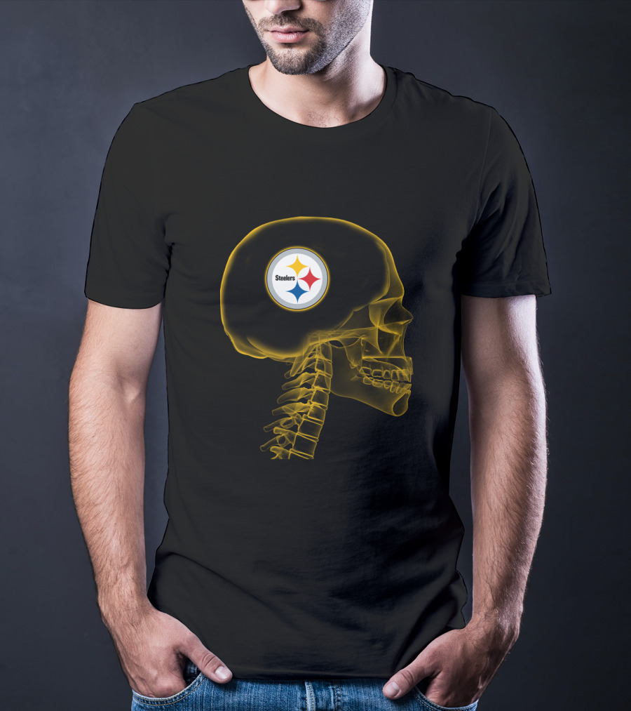 Pittsburgh Steelers Logo In Skull Halloween T-Shirt