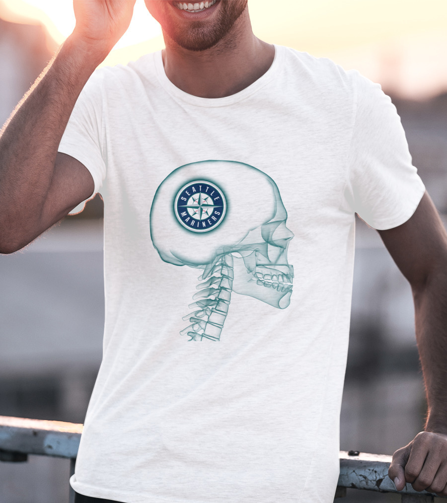 Seattle Mariners Logo Inside X-Ray Skull Image T-Shirt