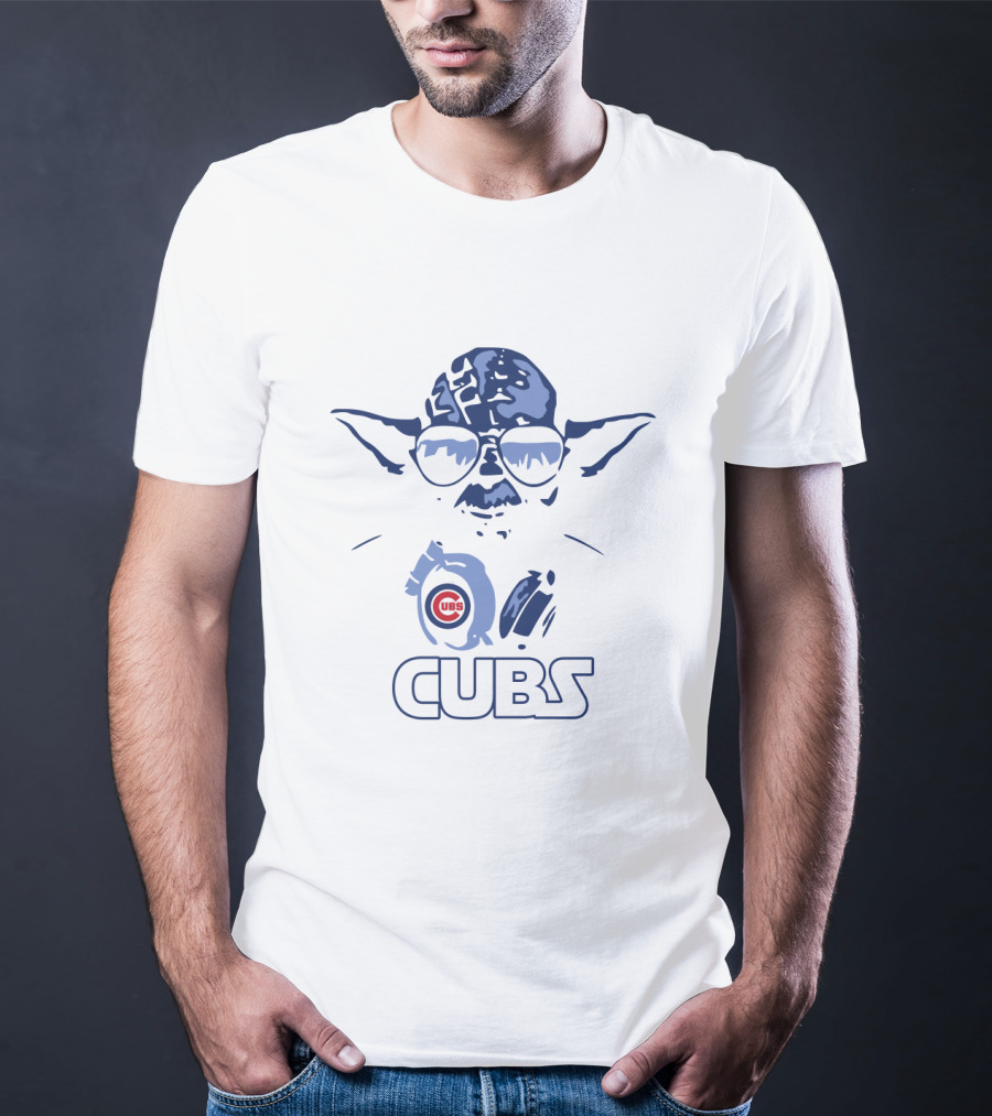 Yoda Star Wars And Chicago Cubs Fans Crossover With Cubs Logo And Yoda T-Shirt