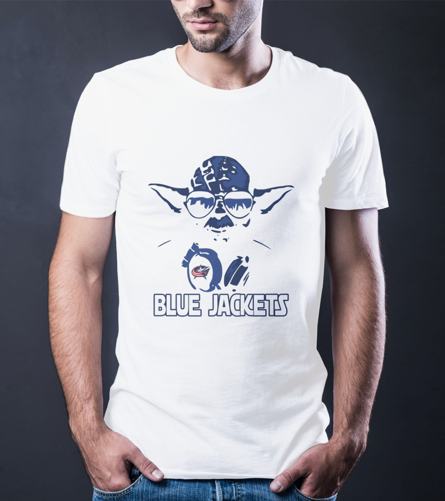 Yoda Star Wars Fan Art Featuring Columbus Blue Jackets Team Supporters T-Shirt