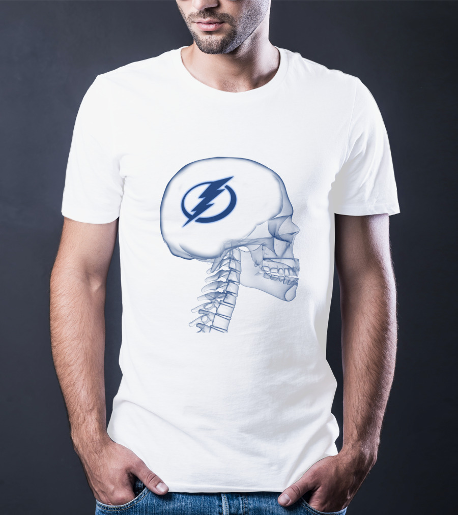 Tampa Bay Lightning Logo Inside Skull Blueprint Concept T-Shirt