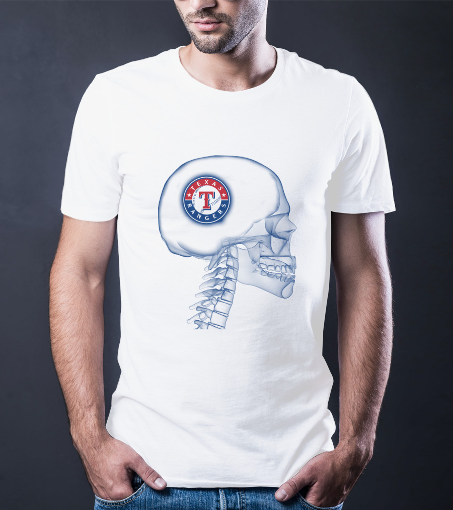 Texas Rangers Logo Inside Skull X-Ray Brain Concept T-Shirt