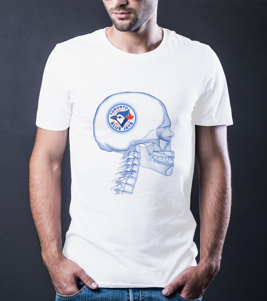 Toronto Blue Jays Logo Inside X-Ray Brain Skull Maple Leaf Baseball Fanatic T-Shirt