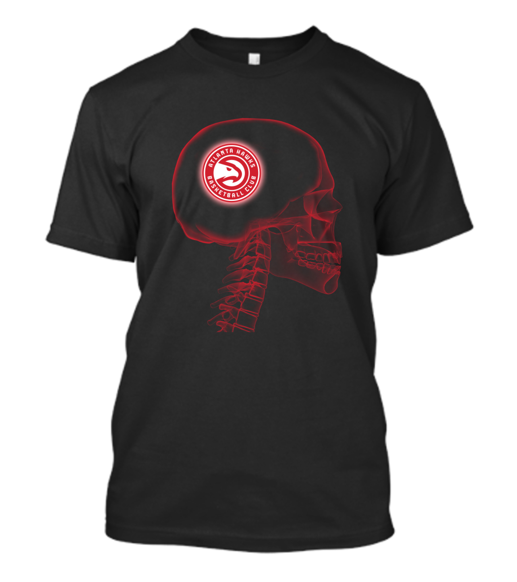 Atlanta Hawks Basketball Club Logo In Skull Brain Halloween Theme For Fans T-Shirt