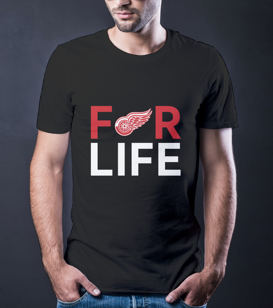 For Life Detroit Red Wings Fans Retro Logo Tribute T-Shirt
