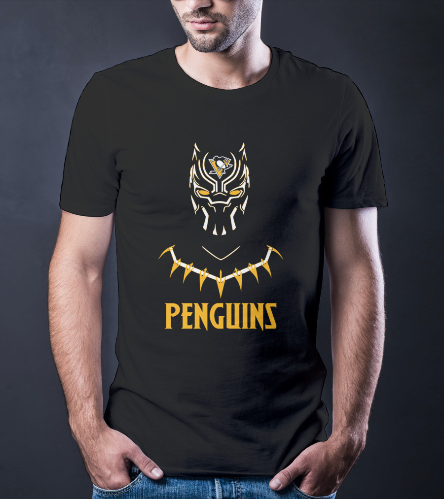 Pittsburgh Penguins Black Panther Mask Fans T-Shirt