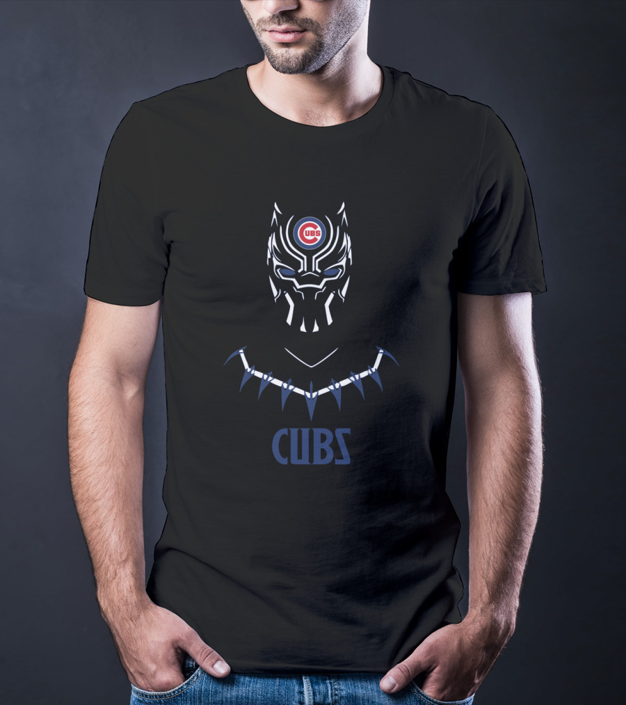 Chicago Cubs Black Panther Mask Face Cubs Fans Iconic T-Shirt