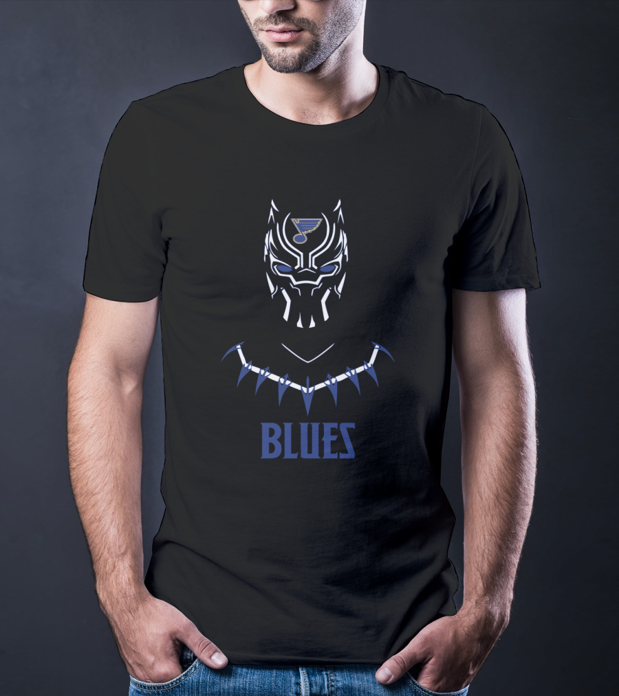 St. Louis Blues Fans Symbol With Black Panther Inspired Mask T-Shirt
