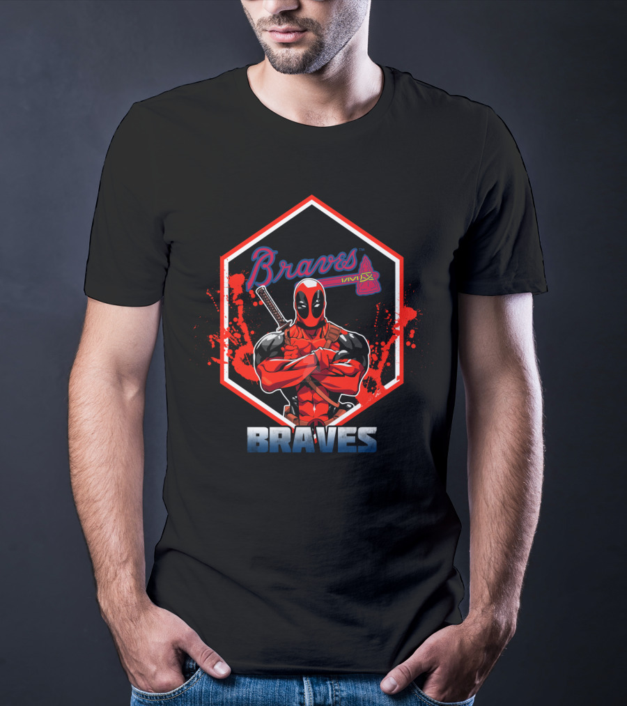 Deadpool Braves Crossover With Atlanta Braves Baseball Fan T-Shirt