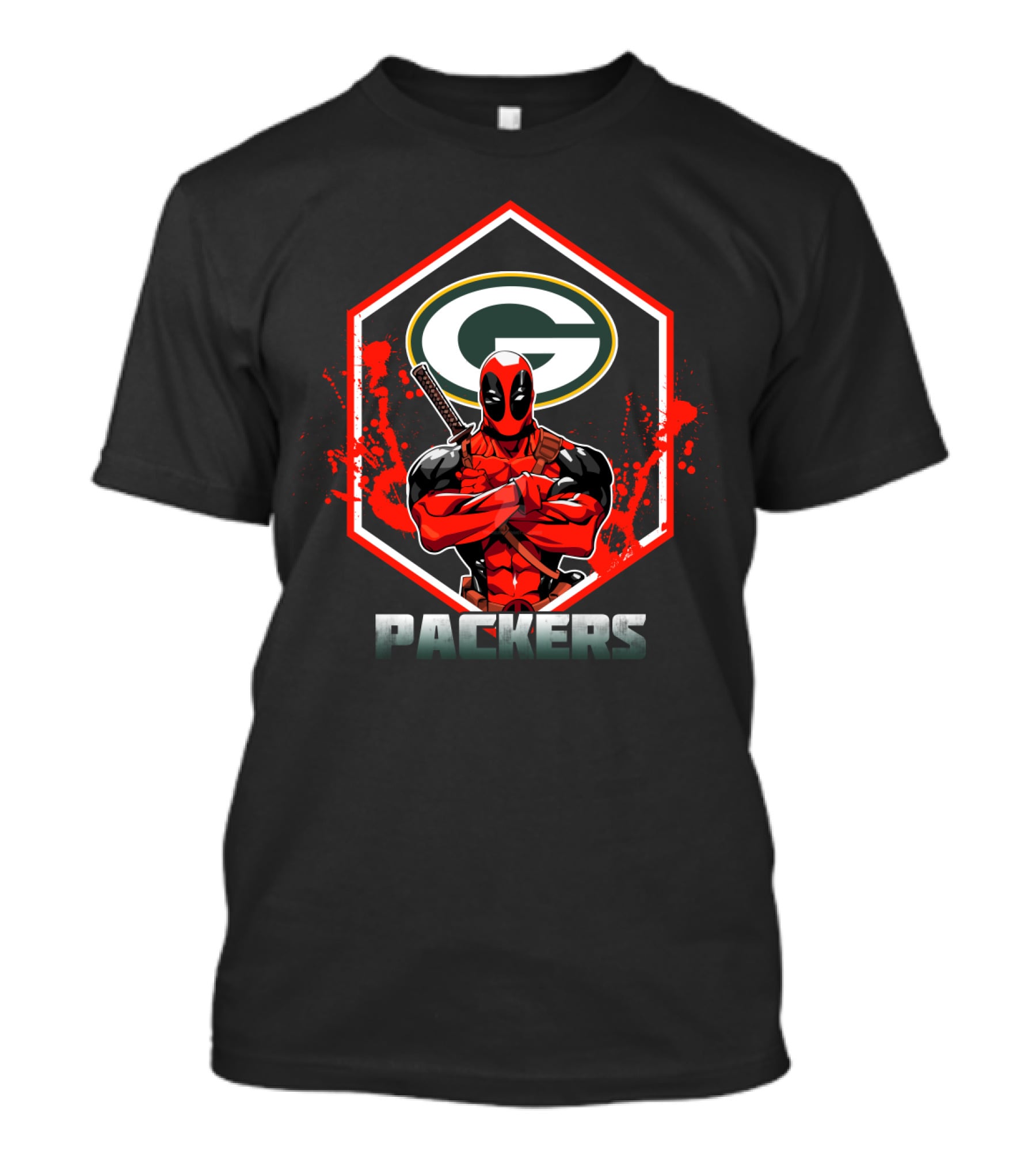 Deadpool And Packers Fan Crossover With Green Bay T-Shirt