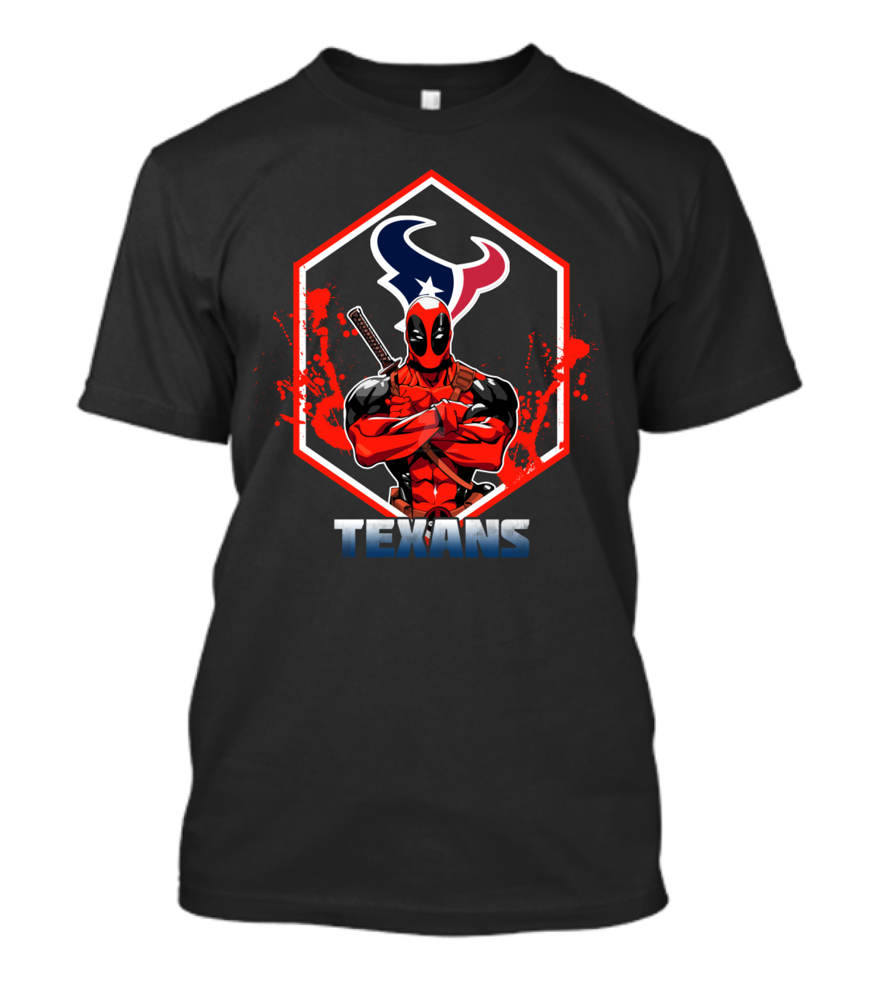 Deadpool Houston Texans Fans Marvel Crossover T-Shirt
