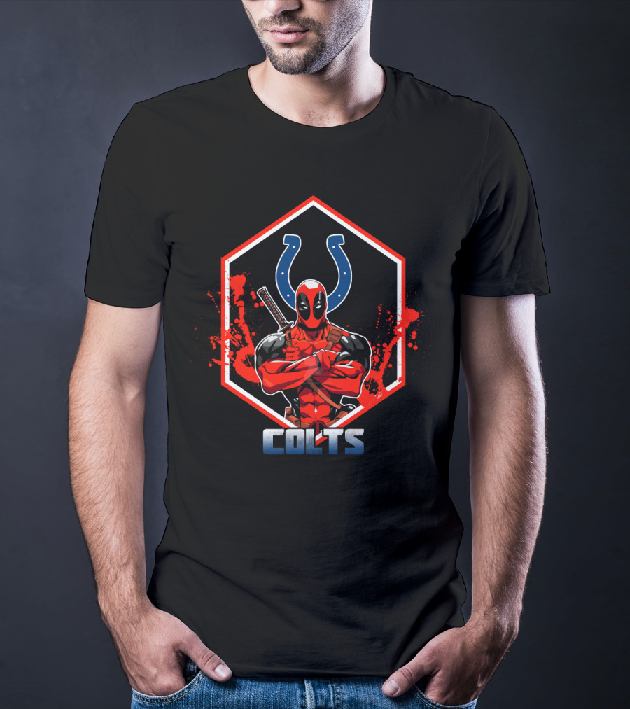 Deadpool Colts Logo Fan Crossover T-Shirt