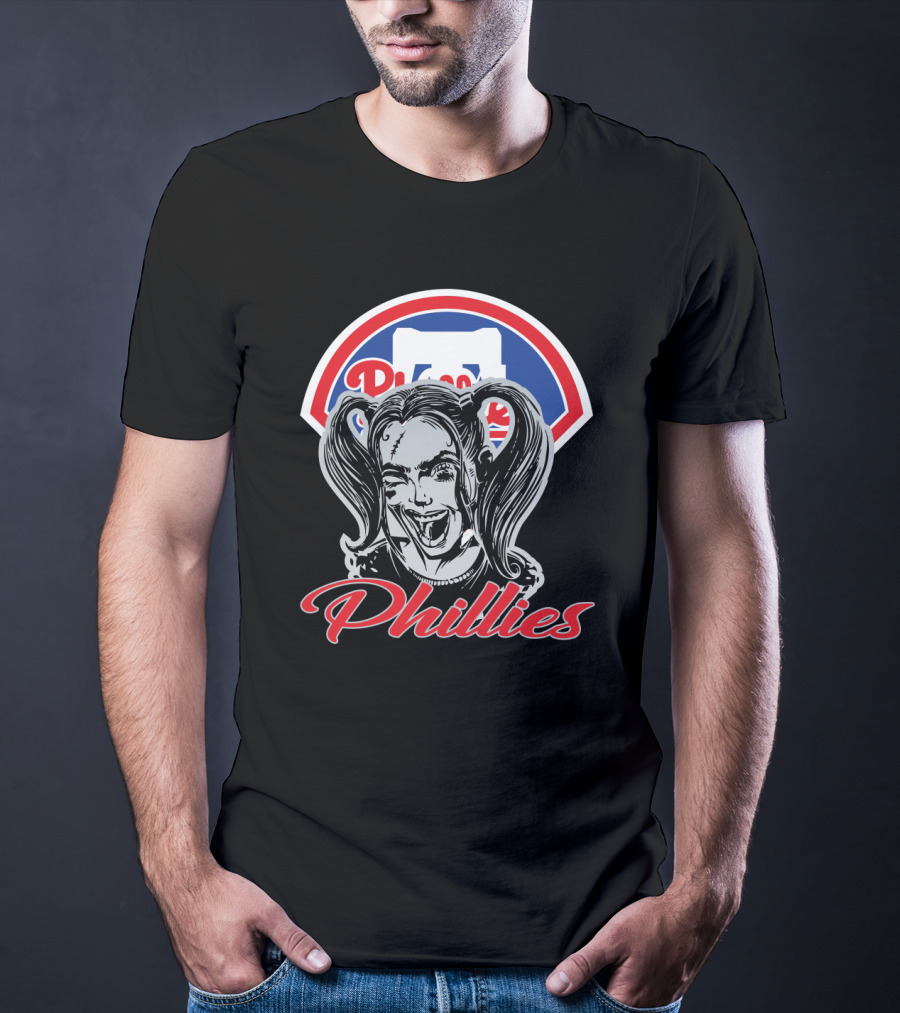 Harley Quinn Phillies Fan Philadelphia Phillies Logo Pigtails T-Shirt