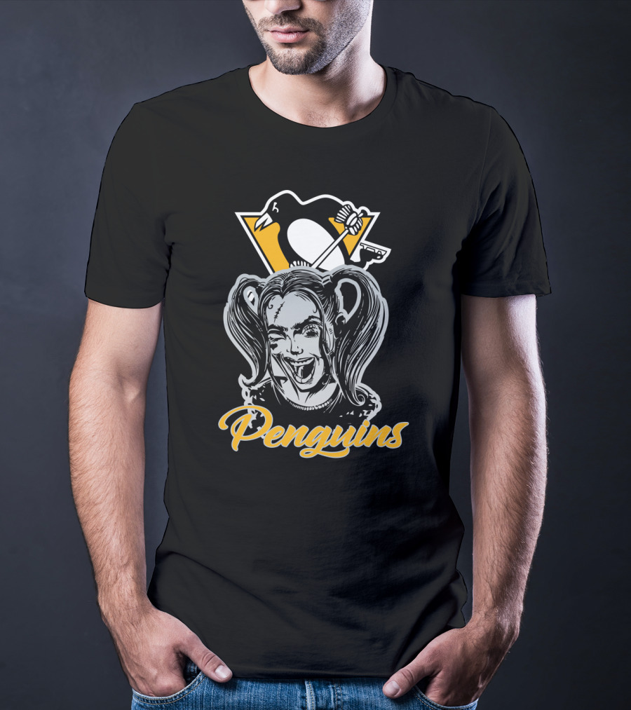 Harley Quinn Penguins Enthusiast With Pittsburgh Penguins T-Shirt