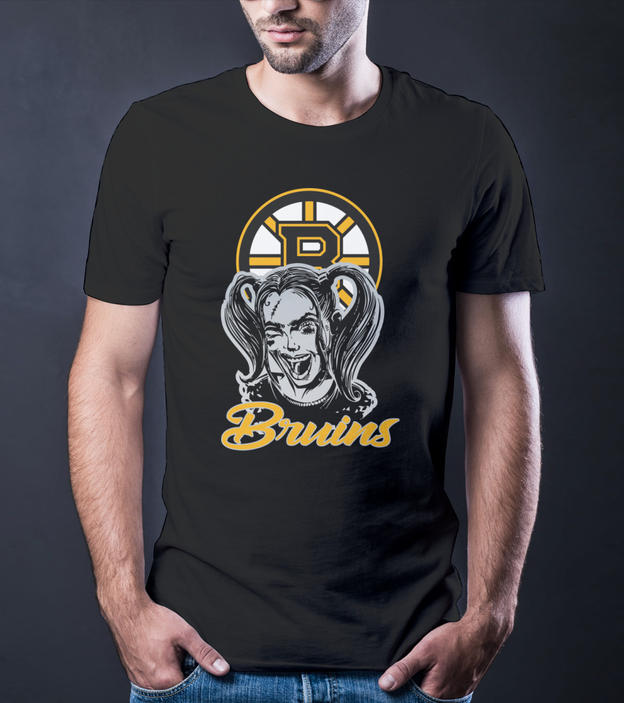 Harley Quinn Bruins Fan Art Imagery With Boston Bruins T-Shirt