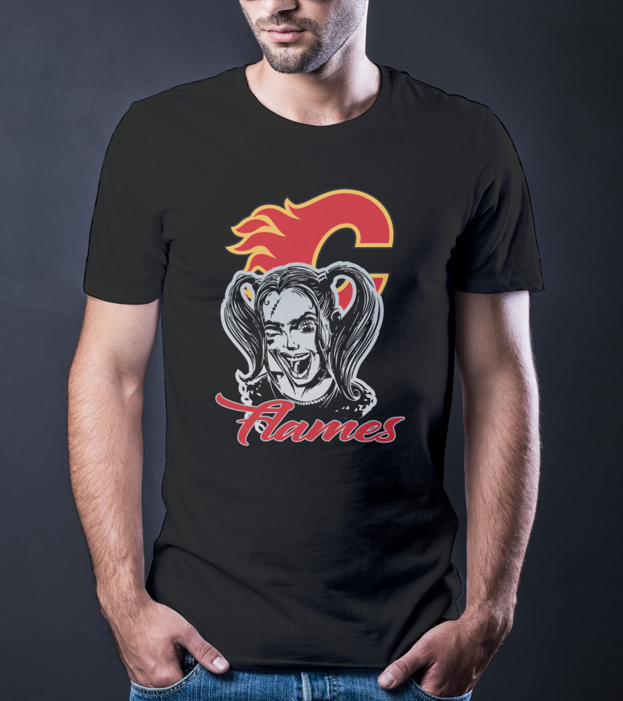 Harley Quinn Flames Calgary Fans T-Shirt