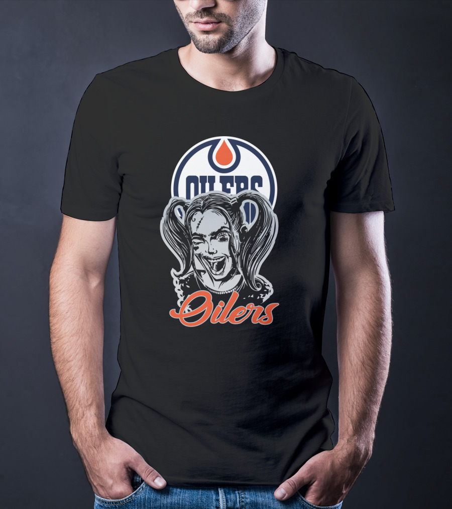 Harley Quinn Edmonton Oilers Logo Fans T-Shirt