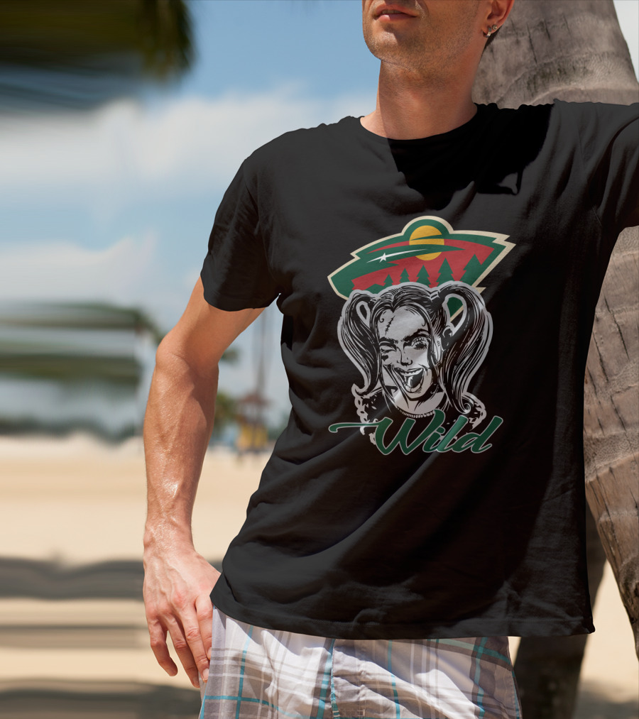Harley Quinn Minnesota Wild Fans Wild Logo Mashup T-Shirt