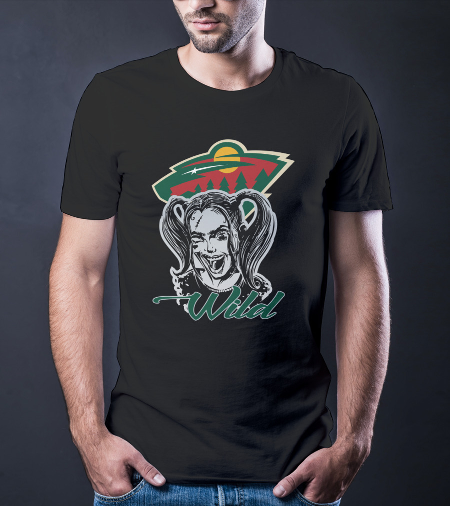 Harley Quinn Minnesota Wild Fans Wild Logo Mashup T-Shirt