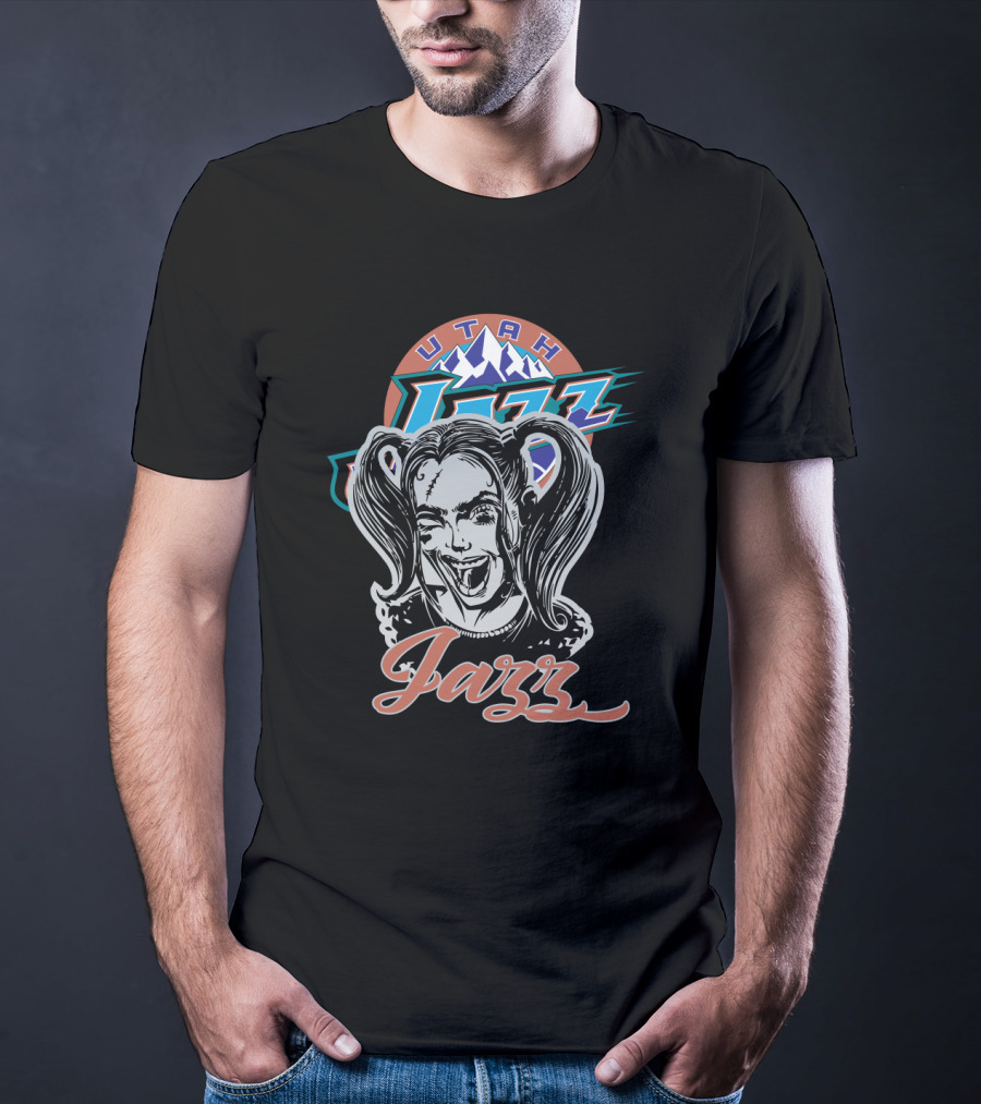 Utah Jazz Harley Quinn Crossover Enthusiasts T-Shirt
