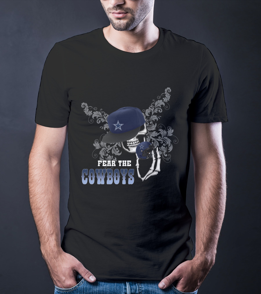 Fear The Cowboys Skull And Helmet T-Shirt