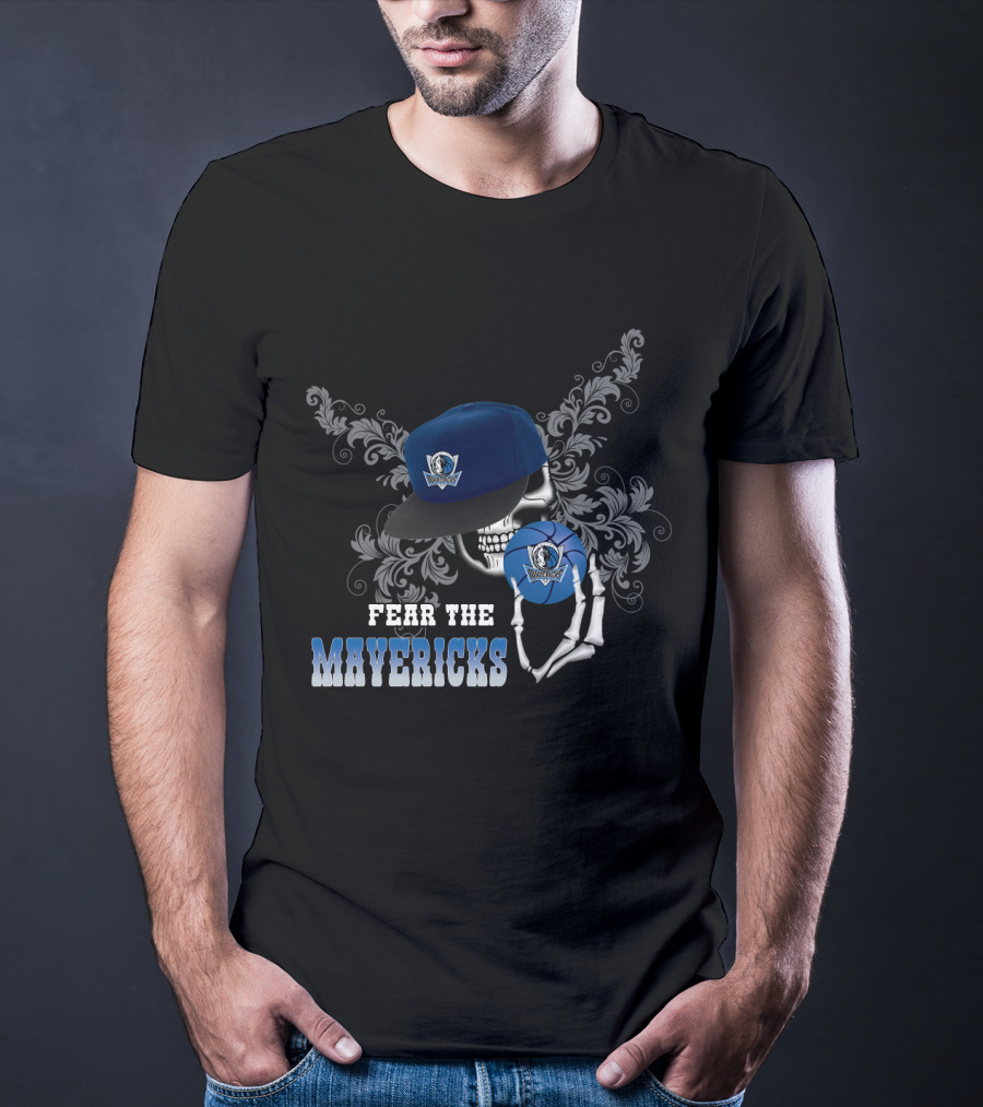 Fear The Mavericks Skull Holding Cap With Dallas Mavericks T-Shirt