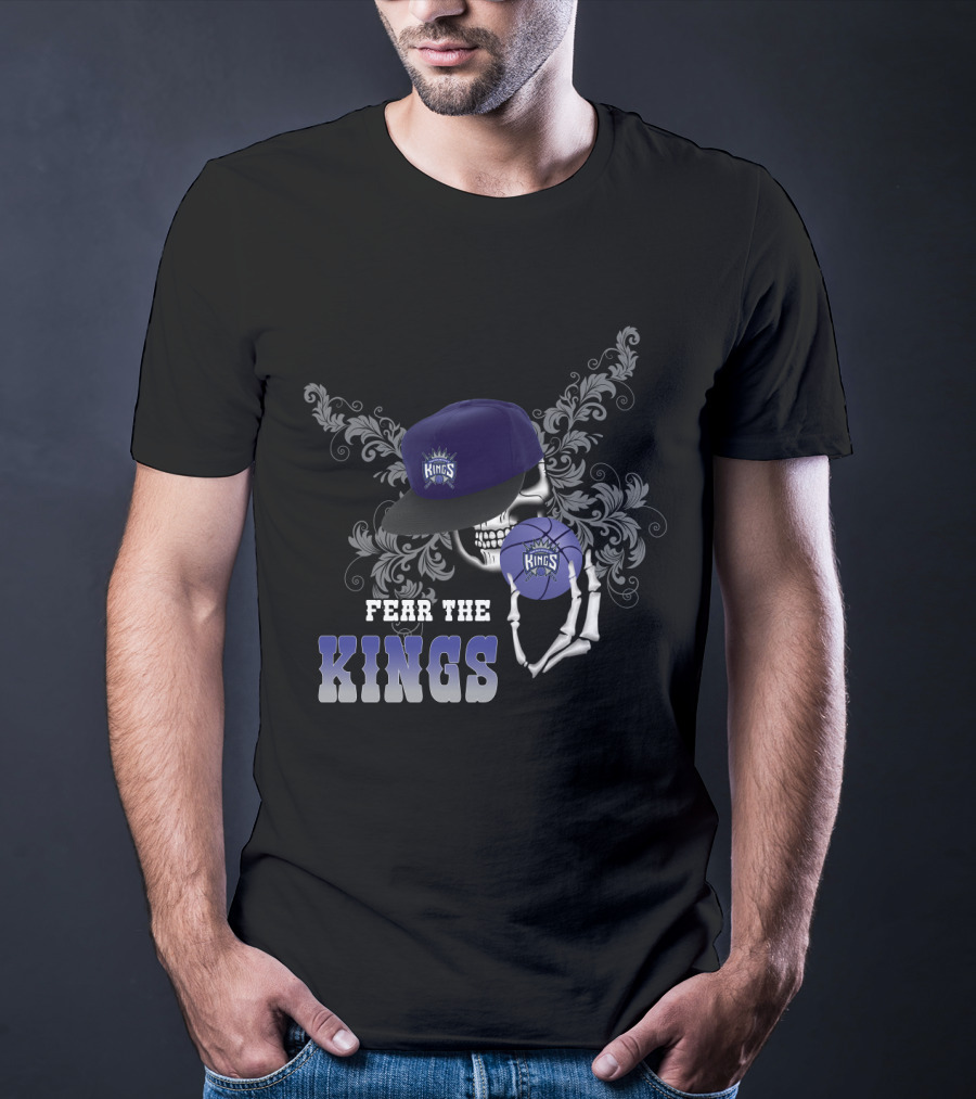 Fear The Kings Sacramento Basketball Skull And Cap T-Shirt
