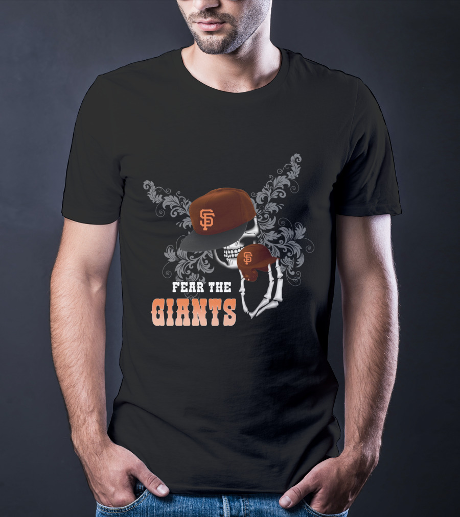 Fear The Giants San Francisco Skull Skeleton Baseball Cap T-Shirt