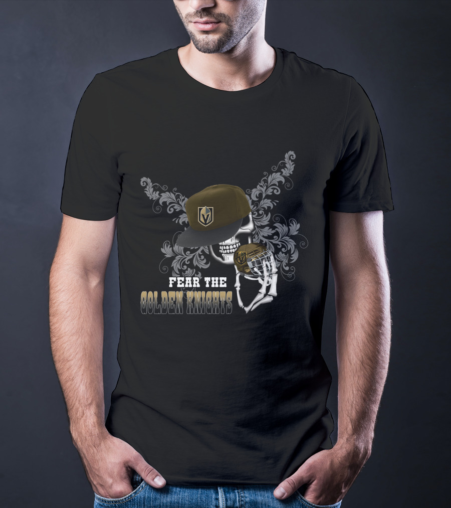 Fear The Golden Knights Skull And Hockey Helmet T-Shirt