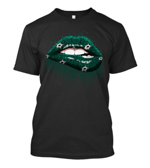 Green Glitter Lips Featuring Stars Iconography For Dallas Fans T-Shirt