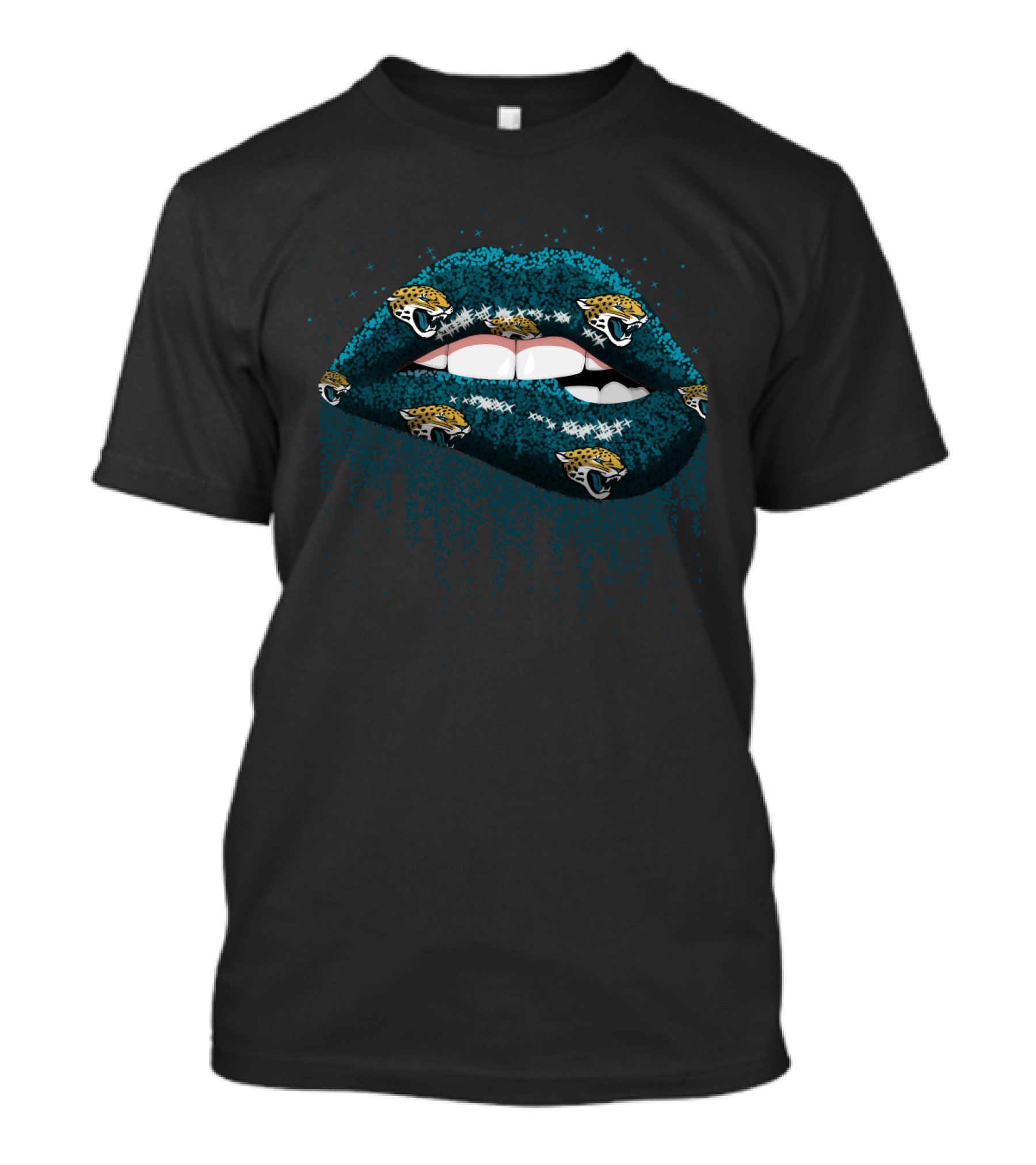 Glitter Lips Jaguars Logo Sparkle For Jacksonville Football Fans T-Shirt