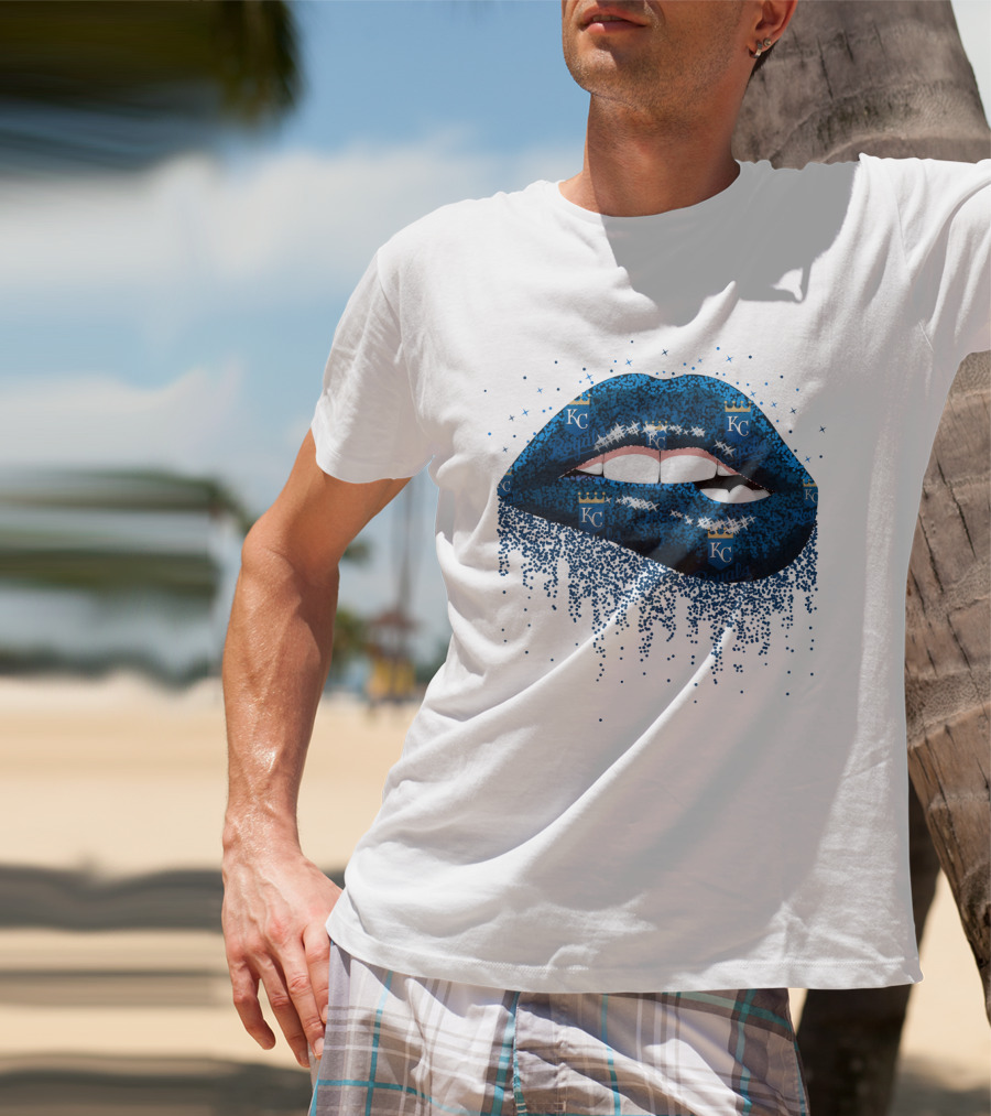 Kansas City Royals Glitter Blue Lips With KC T-Shirt