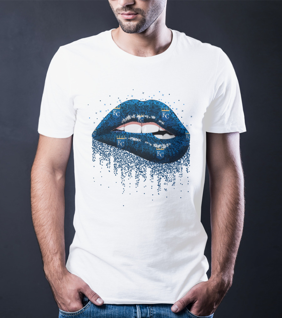 Kansas City Royals Glitter Blue Lips With KC T-Shirt